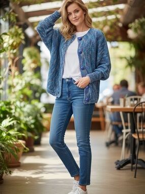 NWT Women's Wool Blend Sequin Accent Button Sweater Cardigan
